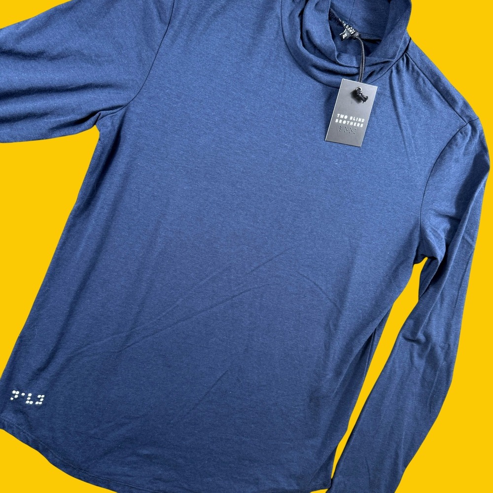 Two Blind‎ Brothers Mock Neck Men XL Navy Long Sleeve Bamboo Soft Casual Minimal